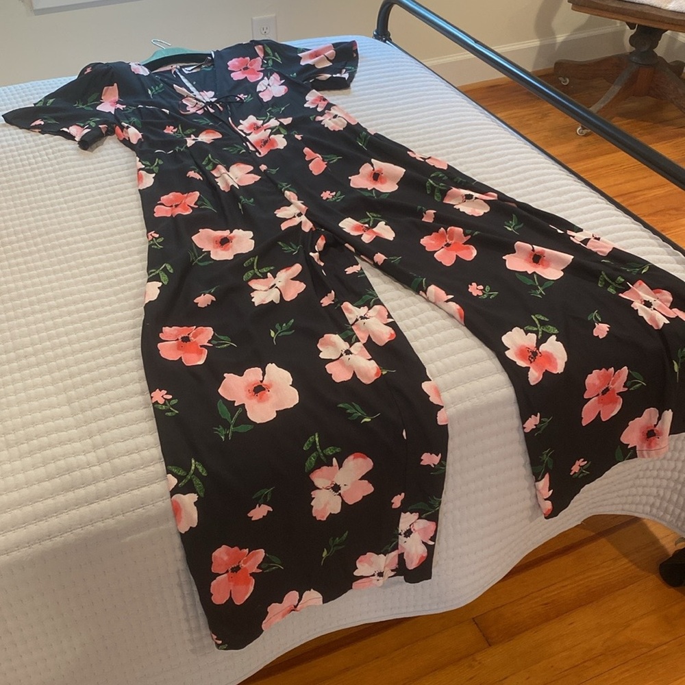 ASOS Design Floral Jumpsuit with Flutter Sleeves